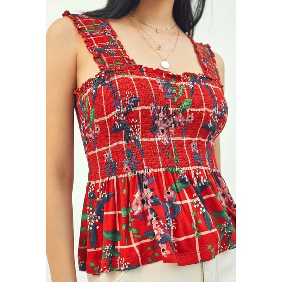 Anthropologie Conditions Apply Katalia Printed Smocked Peplum Tank NWT SZ XL - Picture 4 of 12